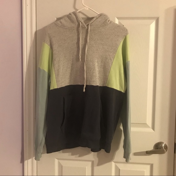 XS green, gray, blue colour block American Eagle Hoodie (fits like a medium) - Picture 1 of 3